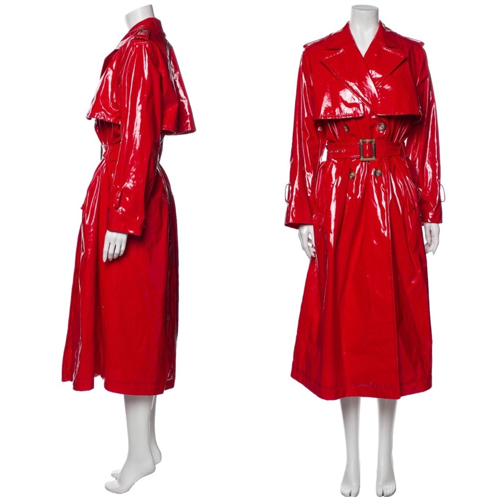 Vivetta Lacquer Red vinyl trench coat patent oversized latex rain trapeze Nerly - Picture 3 of 17